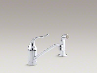 Kohler Coralais® Two-hole kitchen sink faucet with 8-1/2" spout, matching finish side-spray and lever handle K-15176-F