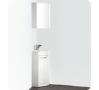 Coda 14" White Modern Corner Bathroom Vanity Finish / Faucet Style: Brushed Nickel / Savio