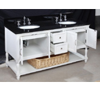 Beverly 60-inch Bathroom Vanity (Black/White): Includes a White Cabinet, Soft Close Drawers, a Granite Countertop, and Two Ceramic Sinks
