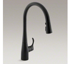 Kohler K-596-BL Simplice Pull Down 16-5/8" Spout Kitchen Faucet - Black