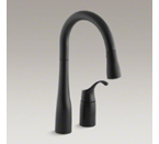 Kohler K-649-BL Simplice Two Hold Kitchen Faucet with 14-3/4" Pull Down Swing Spout - Matte Black
