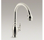 Kohler K-690-SN Vinnata Pull Down 16-5/8" Spout and Lever Handle Kitchen Faucet - Vibrant Polished Nickel