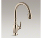 Kohler K-690-BV Vinnata Pull Down 16-5/8" Spout and Lever Handle Kitchen Faucet - Vibrant Brushed Bronze