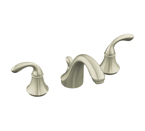 KOHLER K-10273-4-BN Forte Widespread Lavatory Faucet with Sculpted Lever Handles and Plastic Drain - Vibrant Brushed Nickel