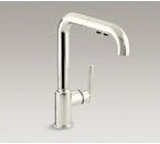 Kohler K-7505-SN Purist Single Hole Kitchen Faucet with 8" Pullout Spout - Vibrant Polished Nickel
