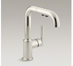 Kohler K-7506-SN Purist Single Hole Kitchen Sink Faucet wit 7" Pullout Spout - Vibrant Polished Nickel