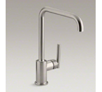 Kohler K-7507-VS Purist Single Hole Kitchen Sink Faucet with 8" Spout - Vibrant Stainless
