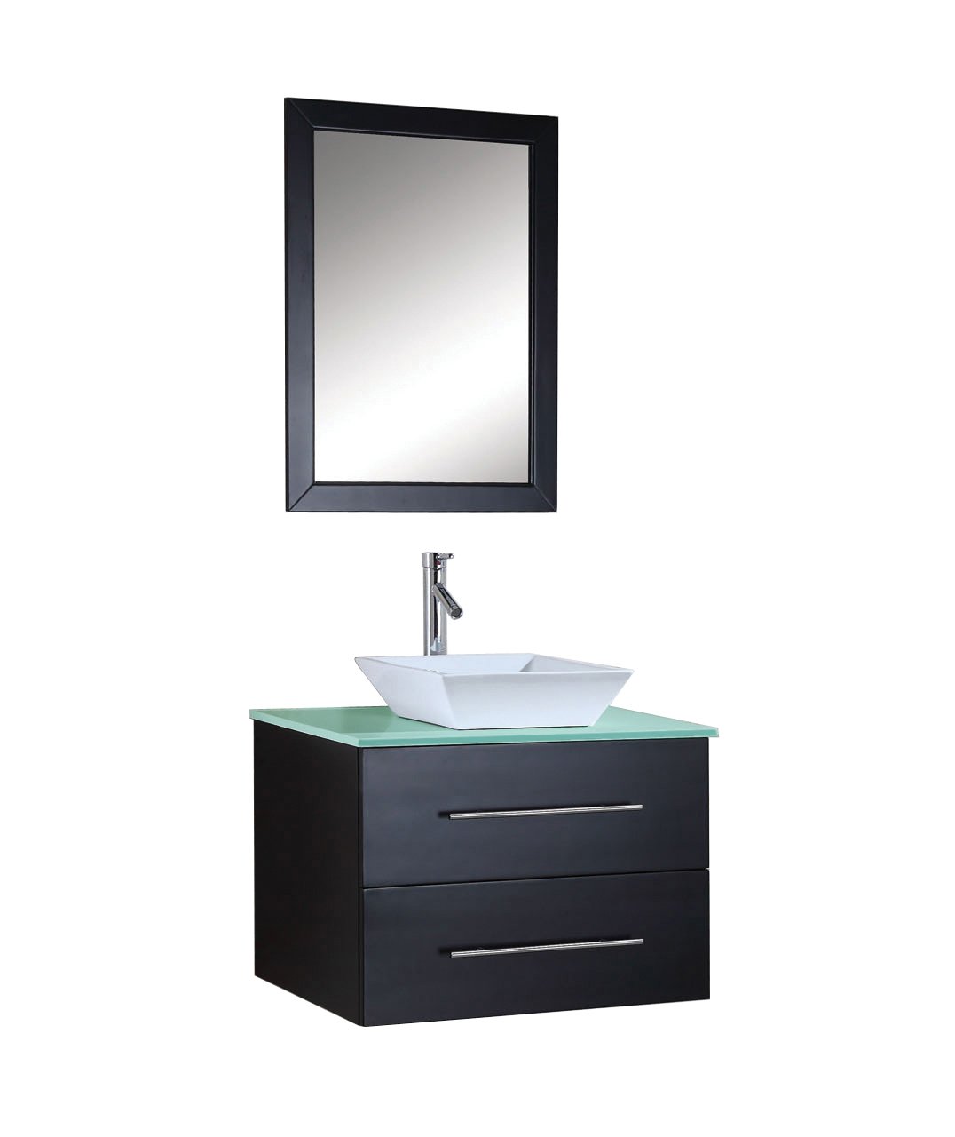 Virtu USA MS-560-G-ES Marsala 30-Inch Wall-Mounted Single Sink Bathroom Vanity Set with Tempered Glass Countertop, Espresso Finish