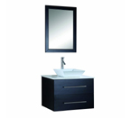 Virtu USA MS-560 Marsala 30-Inch Wall-Mounted Single Sink Bathroom Vanity with White Stone Countertop, Faucet and Mirror, Espresso Finish