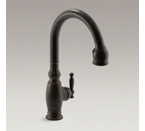 Kohler K-690-2BZ Vinnata Pull Down 16-5/8" Spout and Lever Handle Kitchen Faucet - Oil Rubbed Bronze