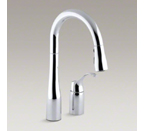 Kohler K-649-CP Simplice Two Hole Kitchen Faucet with 14-3/4" Pull Down Swing Spout - Polished Chrome