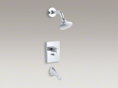Kohler Symbol Rite-Temp pressure-balancing bath and shower faucet trim with push-button diverter, valve not included K-T18488-4
