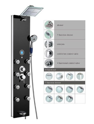 Blue Ocean 52" Aluminum SP787392B Shower Panel Tower with Rainfall Shower Head, 8 Multi-functional Nozzles