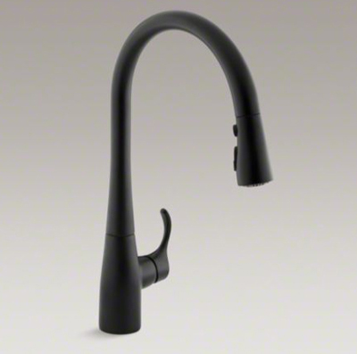 Kohler K-596-BL Simplice Pull Down 16-5/8" Spout Kitchen Faucet - Black