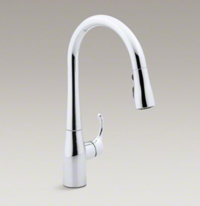 Kohler K-597-CP Simplice Pull Out 15-3/8" Spout Kitchen Faucet - Chrome