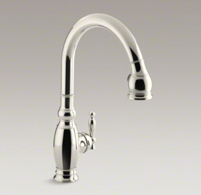 Kohler K-690-SN Vinnata Pull Down 16-5/8" Spout and Lever Handle Kitchen Faucet - Vibrant Polished Nickel