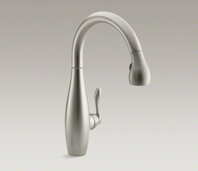 Kohler K-692-VS Clairette Pull Down 9-1/2" Spout and Right Hand Lever Handle Kitchen Faucet - Vibrant Stainless