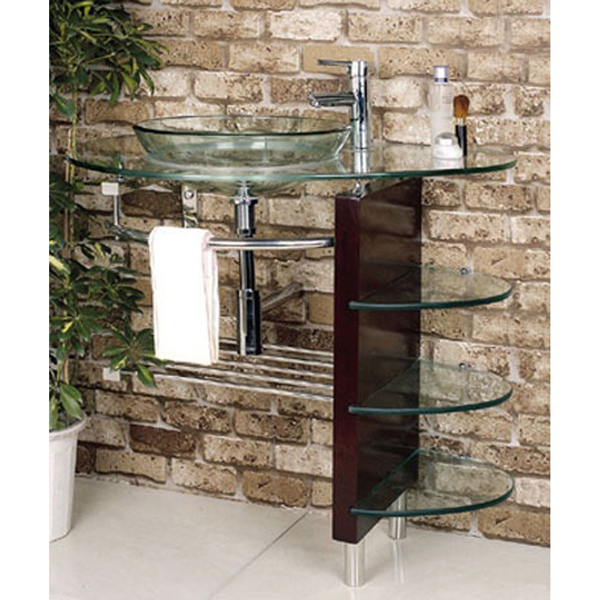 Contemporary Glass Vanity and Faucet and Sink