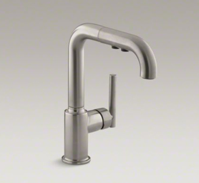 Kohler Purist K-7506-VS Purist Single Hole Kitchen Sink Faucet with 7" Pullout Spout - Vibrant Stainless