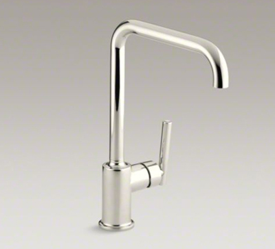 Kohler K-7507-SN Purist Single Hole Kitchen Sink Faucet with 8" Spout - Vibrant Polished Nickel