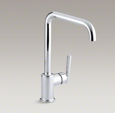 Kohler K-7507-CP Purist Single Hole Kitchen Sink Faucet with 8" Spout - Polished Chrome