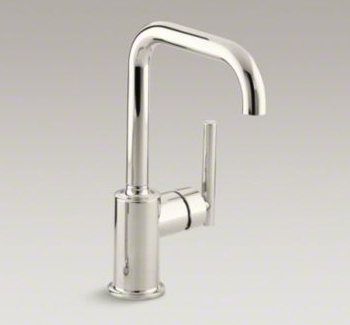 Kohler K-7509-SN Purist Single Hole Kitchen Sink Faucet with 6" Spout - Vibrant Polished Nickel
