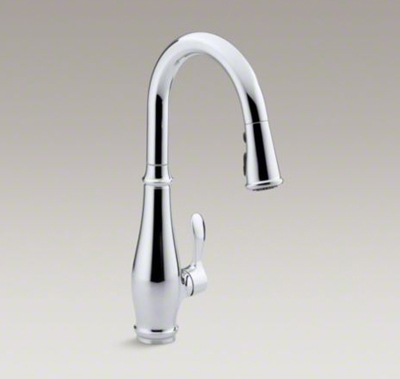 Kohler K-780-CP Cruette Single Hole or Three Hole Kitchen Sink Faucet with Pull Down 7-7/8" Spout and Lever Handle - Polished Chrome