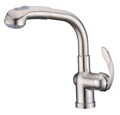 Alpha International 91-566 Brushed Chrome Pull Down Spray Kitchen Faucet