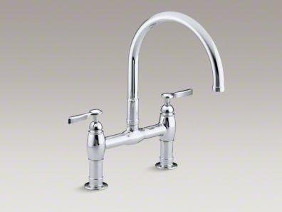 Kohler Parq® Two-hole deck-mount kitchen sink faucet with 9" gooseneck spout and lever handles K-6130-4