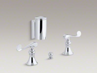 Kohler  Revival® Below-the-rim horizontal swivel spray bidet faucet with scroll lever handles K-16137-4