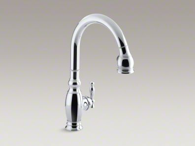 Kohler Vinnata® Single-hole or three-hole kitchen sink faucet with pull-down 16-5/8" spout and lever handle K-690