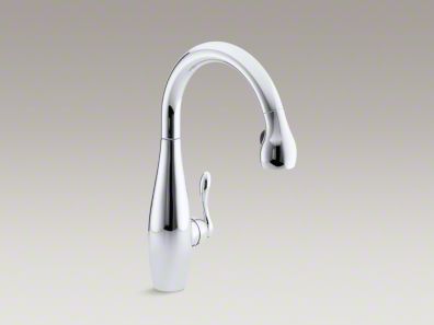 Kohler Clairette® Single- or three-hole kitchen sink faucet with pull-down 9-1/2" spout and right-hand lever handle K-692