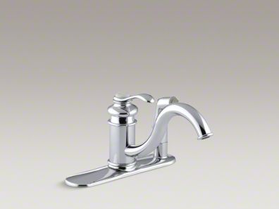 Kohler Fairfax® Three-hole kitchen sink faucet with 9" spout and matching finish sidespray in escutcheon K-12173