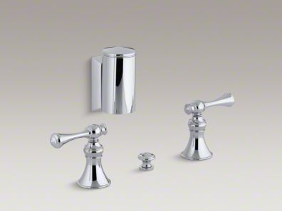 Kohler  Revival® Below-the-rim horizontal swivel spray bidet faucet with traditional lever handles K-16137-4A