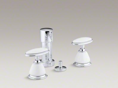 Kohler  Antique Vertical spray bidet faucet with oval handles, requires ceramic handle insets and skirts K-142-9B