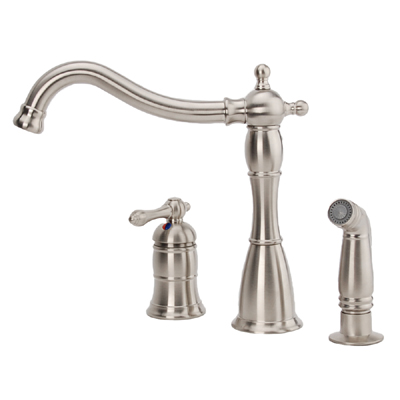 Fontaine Bellver Single Handle Kitchen Faucet with Sidespray - Brushed Nickel