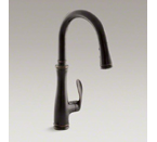 Kohler K-560-2BZ Bellera Single Hole or Three Hole Kitchen Sink Faucet with Pull Down 7-7/8" Spout and Right Hand Lever Handle - Oil Rubbed Bronze