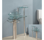 28 Inch Bathroom Vanities Pedestal Glass Sink Euro Design Bath Furniture Combo