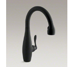 Kohler K-692-7 Clairette Pull Down 9-1/2" Spout and Right Hand Lever Handle Kitchen Faucet - Black