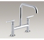 Kohler K-7547-4-CP Purist Two Hole Deck Mount Bridge Kitchen Sink Faucet with 8-3/8" Spout - Polished Chrome